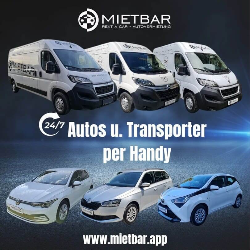 Autovermietung Vorarlberg Transporter und Auto mieten – Mietbar Autovermietung bieten wir Ihnen Transporter und Autos zur Miete an, die rund um die Uhr verfügbar sind. Nutzen Sie unser Carsharing-Angebot und holen Sie Ihr Fahrzeug bequem in ganz Vorarlberg ab, auch an Sonn- und Feiertagen. Sofort mieten und überall in der Nähe verfügbar!