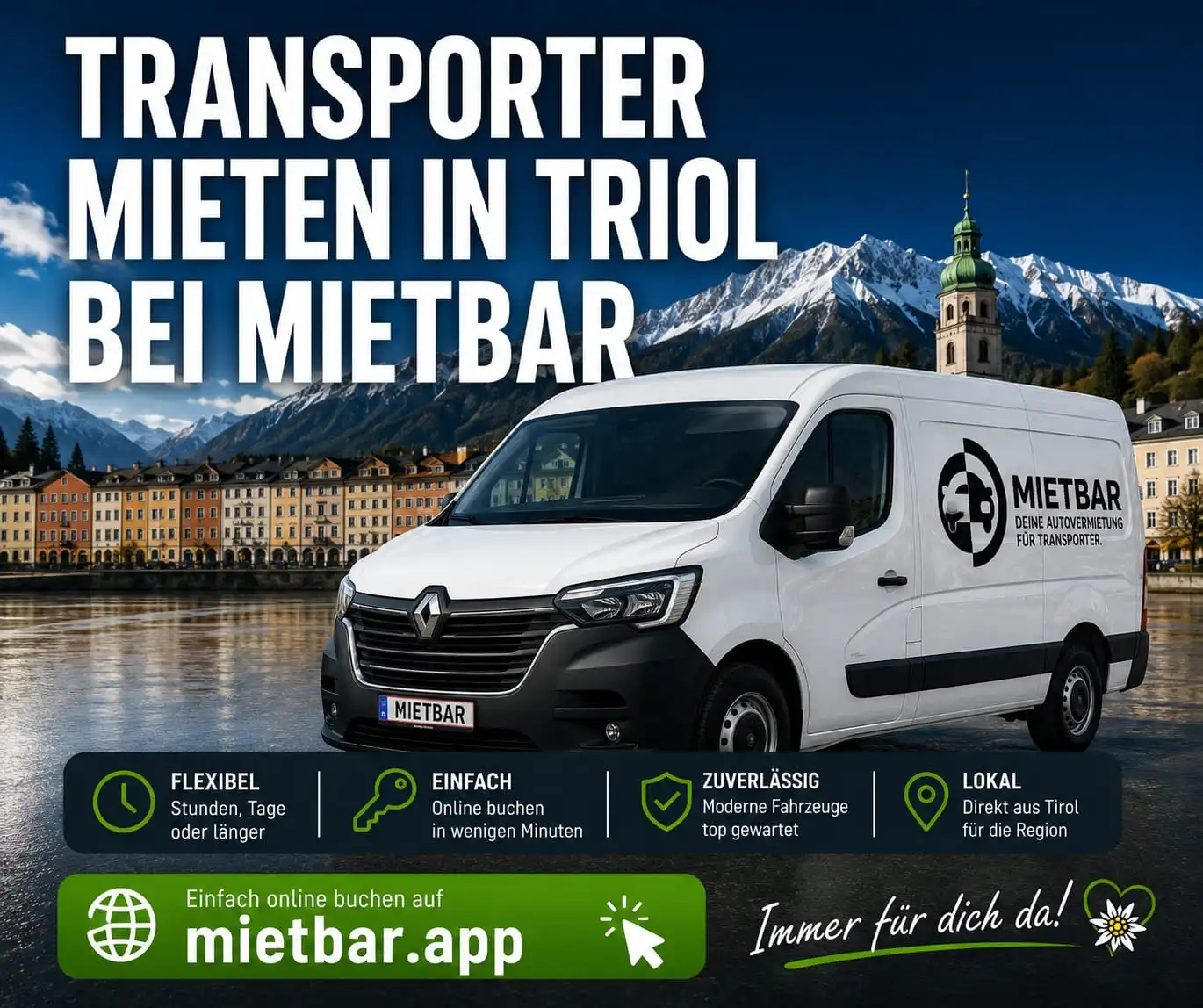 Transporter mieten Tirol – Mietbar 24/7 tirolweit verfügbar
